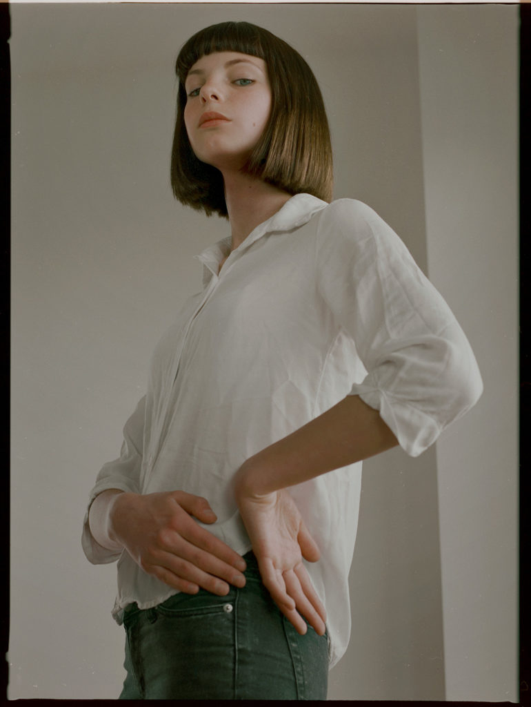 white shirt, studio